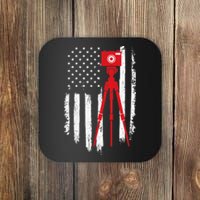 Photographer Gift Distressed American Flag Photographer Coaster