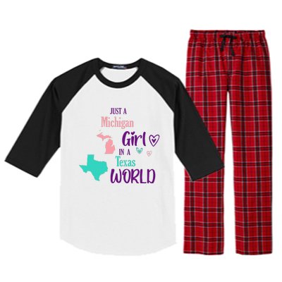 Proud Girl Design Just A Michigan Girl In A Texas World Raglan Sleeve Pajama Set