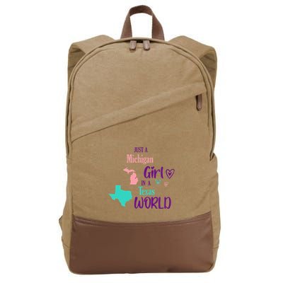 Proud Girl Design Just A Michigan Girl In A Texas World Cotton Canvas Backpack
