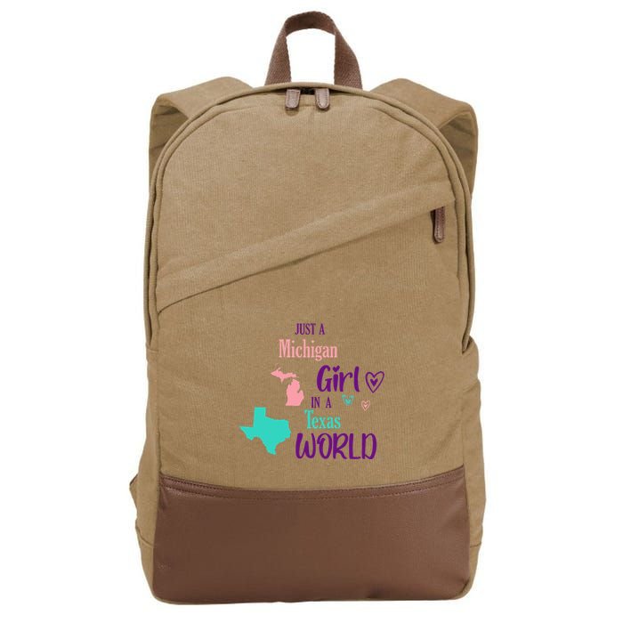 Proud Girl Design Just A Michigan Girl In A Texas World Cotton Canvas Backpack