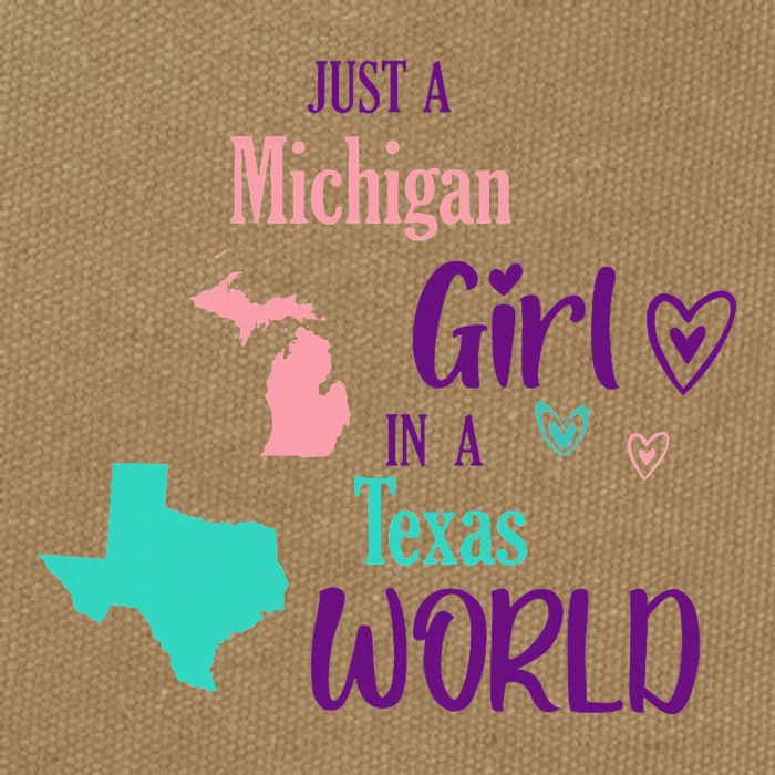 Proud Girl Design Just A Michigan Girl In A Texas World Cotton Canvas Backpack