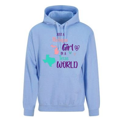 Proud Girl Design Just A Michigan Girl In A Texas World Unisex Surf Hoodie