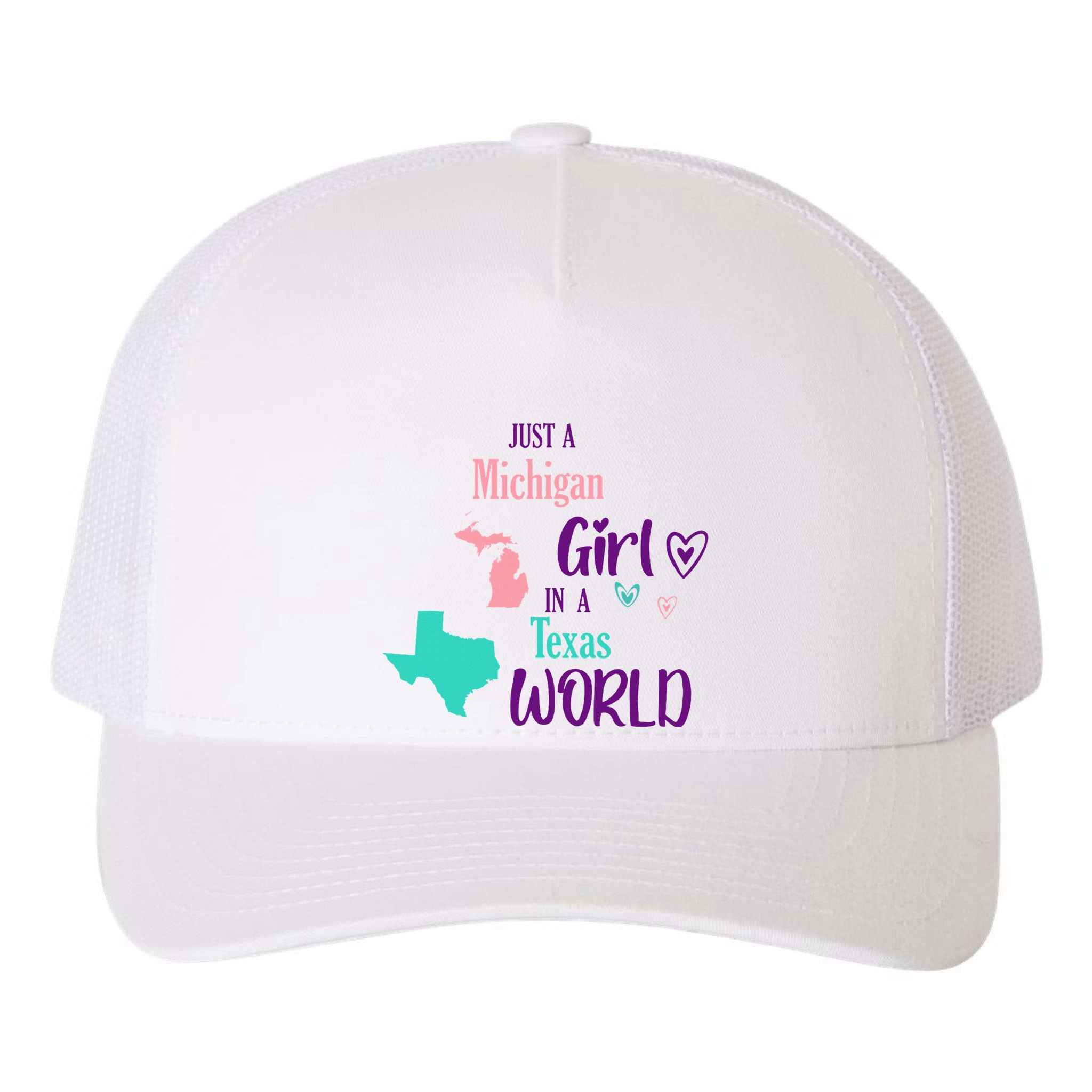 Proud Girl Design Just A Michigan Girl In A Texas World Yupoong Adult 5-Panel Trucker Hat
