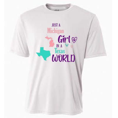 Proud Girl Design Just A Michigan Girl In A Texas World Cooling Performance Crew T-Shirt