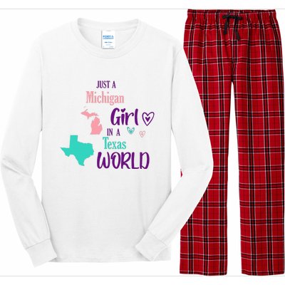 Proud Girl Design Just A Michigan Girl In A Texas World Long Sleeve Pajama Set