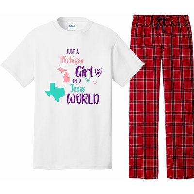 Proud Girl Design Just A Michigan Girl In A Texas World Pajama Set