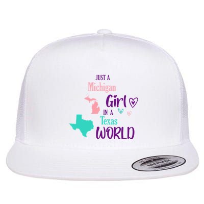 Proud Girl Design Just A Michigan Girl In A Texas World Flatbill Hat