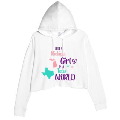 Proud Girl Design Just A Michigan Girl In A Texas World Crop Fleece Hoodie