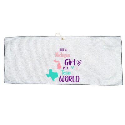 Proud Girl Design Just A Michigan Girl In A Texas World Large Microfiber Waffle Golf Towel