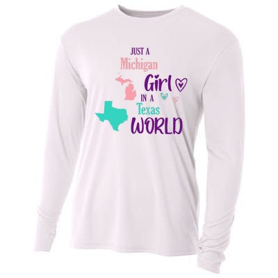 Proud Girl Design Just A Michigan Girl In A Texas World Cooling Performance Long Sleeve Crew