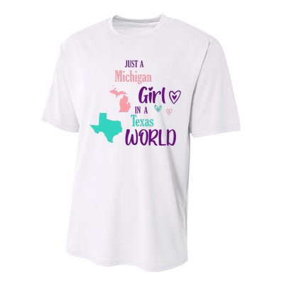 Proud Girl Design Just A Michigan Girl In A Texas World Performance Sprint T-Shirt