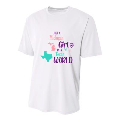 Proud Girl Design Just A Michigan Girl In A Texas World Youth Performance Sprint T-Shirt