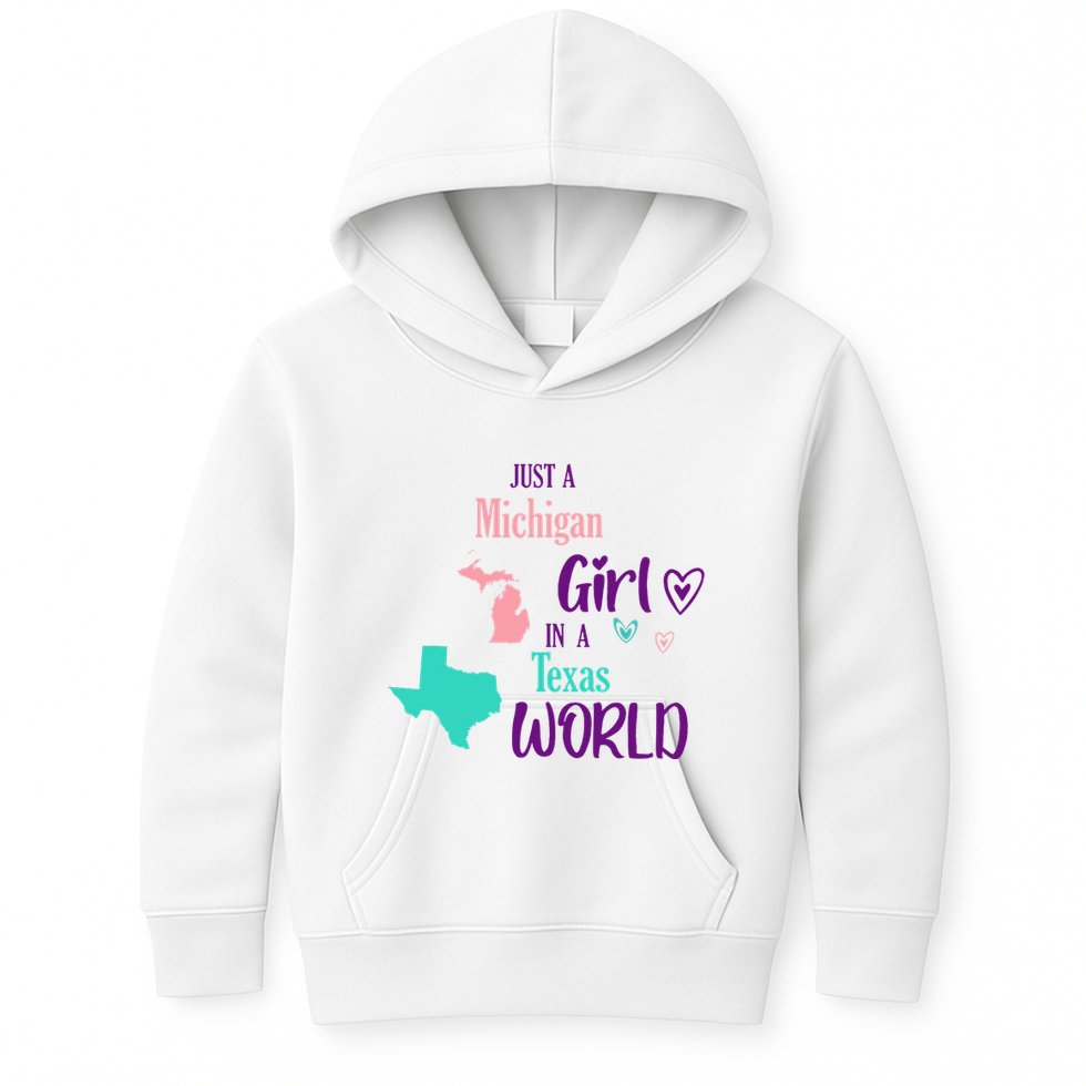 Proud Girl Design Just A Michigan Girl In A Texas World Kids Hoodie