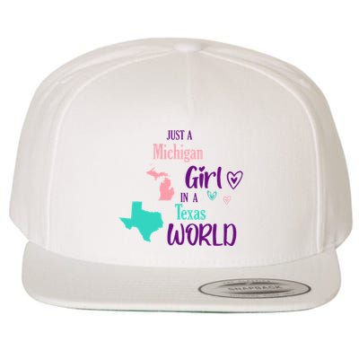 Proud Girl Design Just A Michigan Girl In A Texas World Wool Snapback Cap