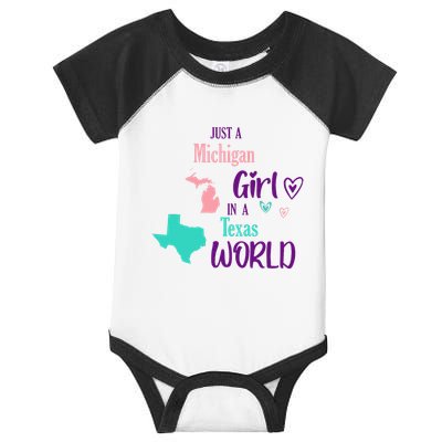 Proud Girl Design Just A Michigan Girl In A Texas World Infant Baby Jersey Bodysuit