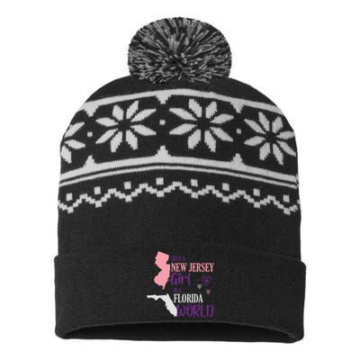 Proud Girl Design Just A New Jersey Girl In A Florida World USA-Made Snowflake Beanie