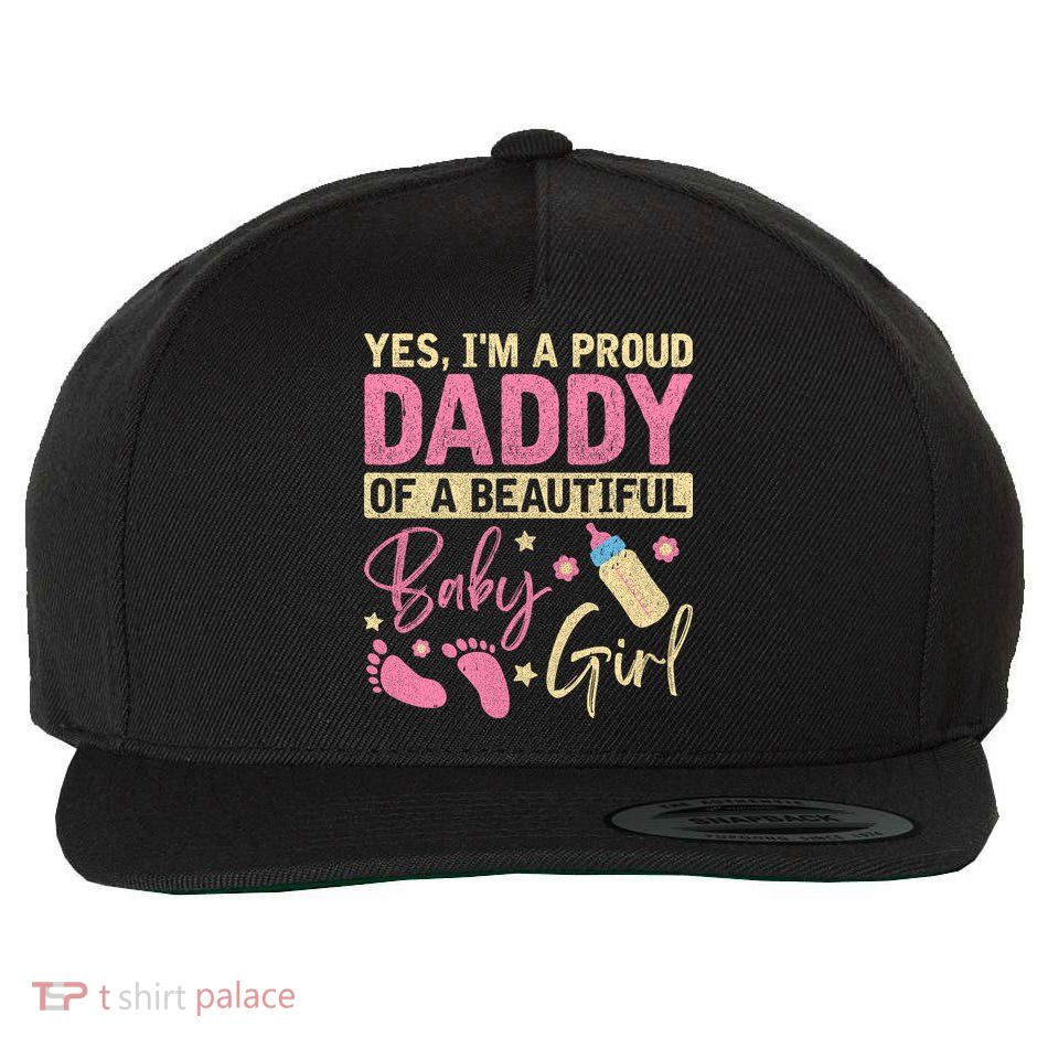 Proud Girl Daddy Newborn Daughter Dad Family Baby Shower Wool Snapback Cap