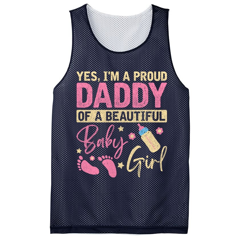 Proud Girl Daddy Newborn Daughter Dad Family Baby Shower Mesh Reversible Basketball Jersey Tank