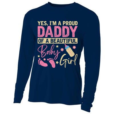 Proud Girl Daddy Newborn Daughter Dad Family Baby Shower Cooling Performance Long Sleeve Crew