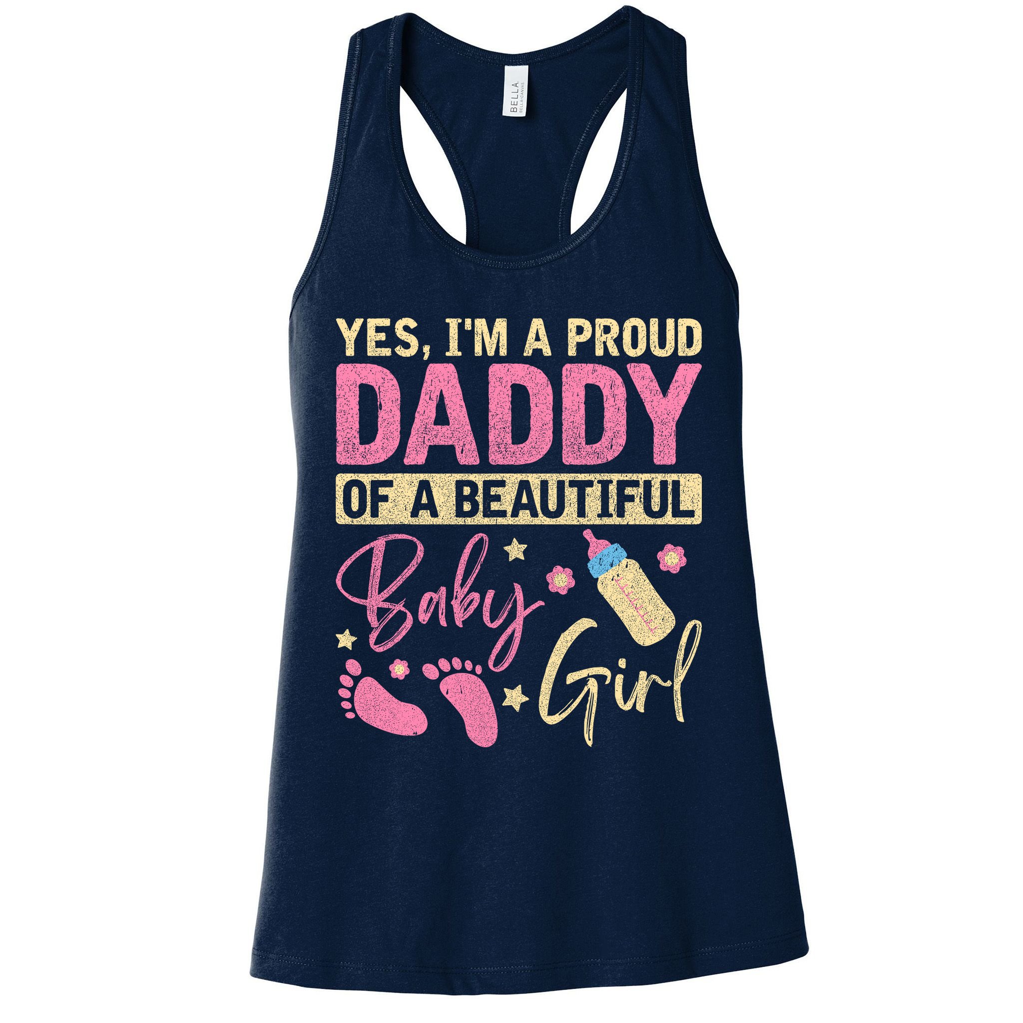 Proud Girl Daddy Newborn Daughter Dad Family Baby Shower Womens Tank Top