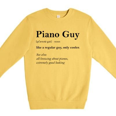 Piano Guy Definition Funny Boy Piano Gift Piano Player Premium Crewneck Sweatshirt