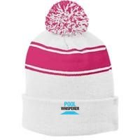 Pool Guy Design For Swimming Pool Boy And Pool Cleaner Stripe Pom Pom Beanie