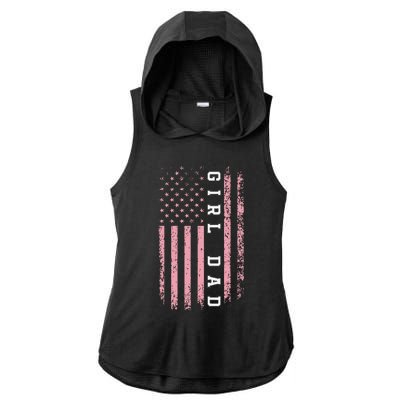 Proud Girl Dad Vintage Pink Flag Father's Day Gift Ladies PosiCharge Tri-Blend Wicking Draft Hoodie Tank