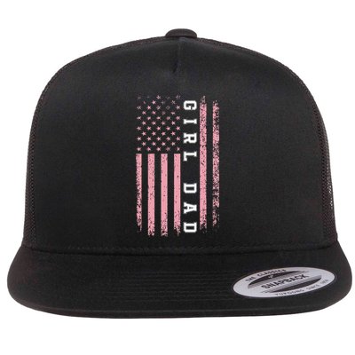 Proud Girl Dad Vintage Pink Flag Father's Day Gift Flatbill Hat