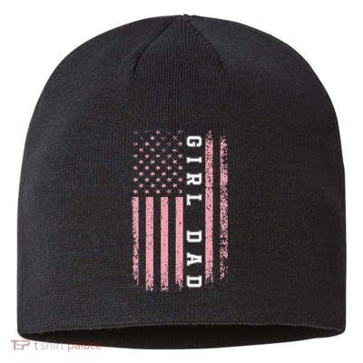 Proud Girl Dad Vintage Pink Flag Father's Day Gift Sustainable Beanie