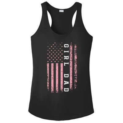 Proud Girl Dad Vintage Pink Flag Father's Day Gift Ladies PosiCharge Competitor Racerback Tank