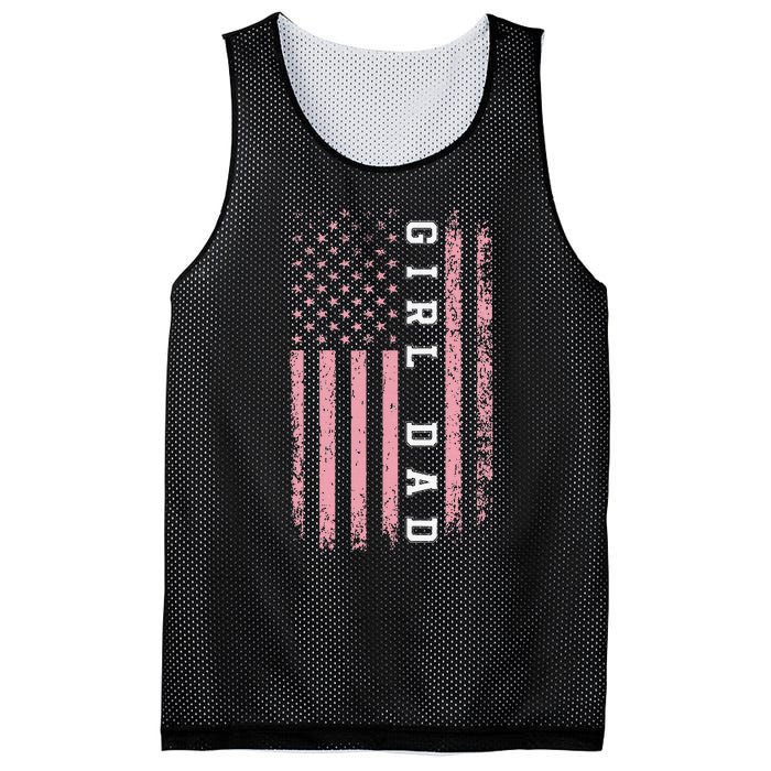 Proud Girl Dad Vintage Pink Flag Father's Day Gift Mesh Reversible Basketball Jersey Tank