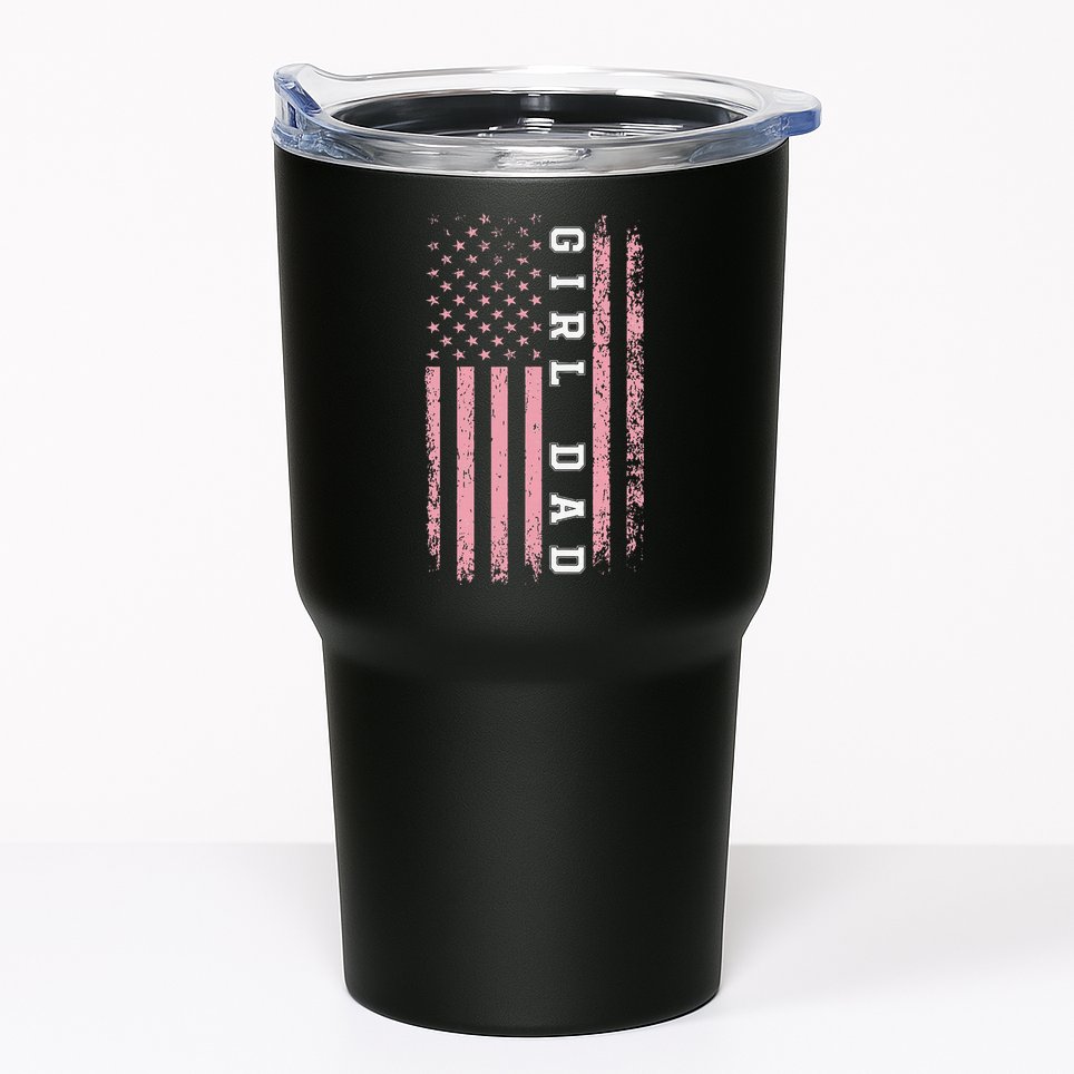 Proud Girl Dad Vintage Pink Flag Father's Day Gift Tumbler