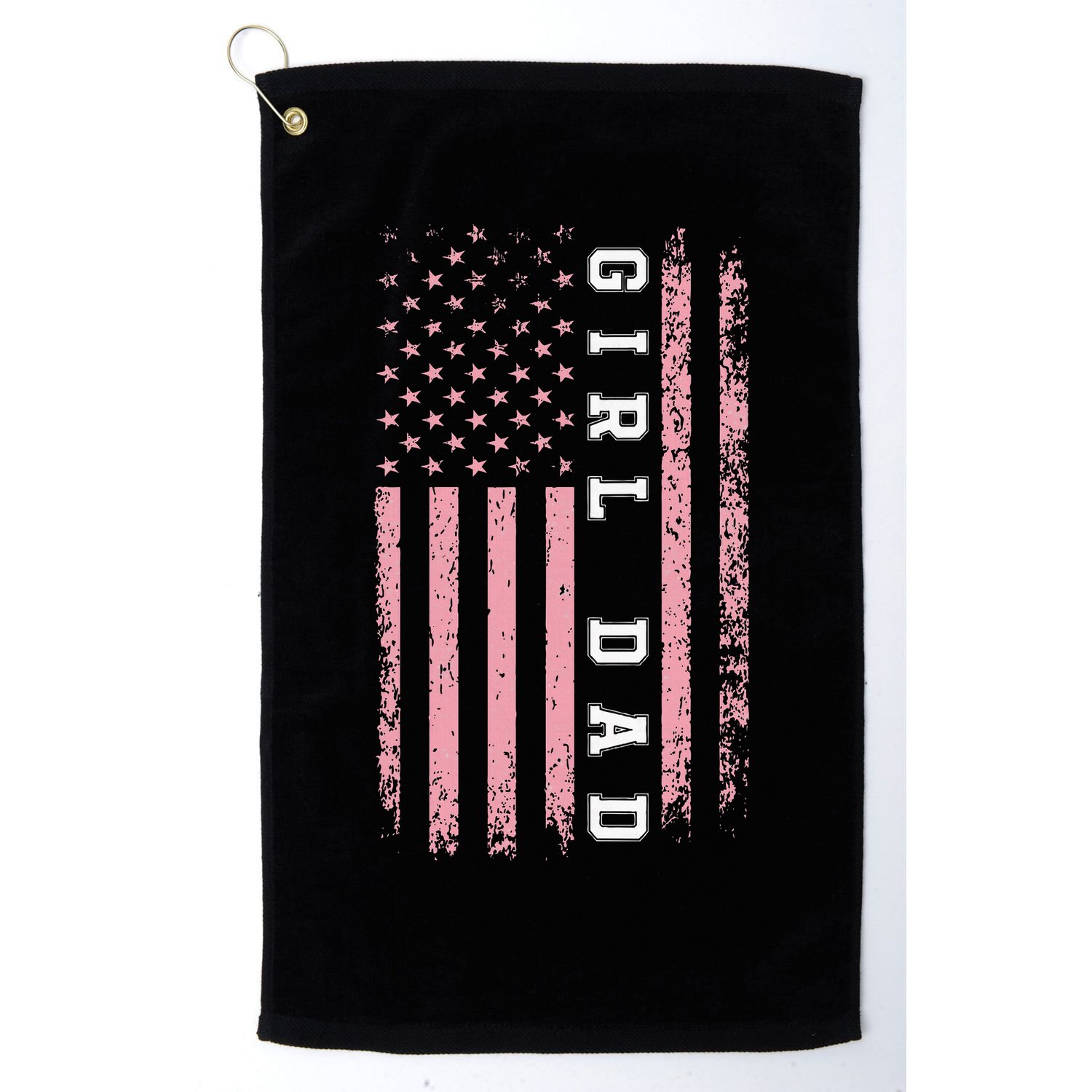 Proud Girl Dad Vintage Pink Flag Father's Day Gift Golf Towel
