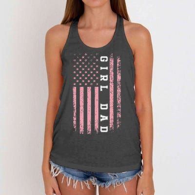 Proud Girl Dad Vintage Pink Flag Father's Day Gift Women's Knotted Racerback Tank