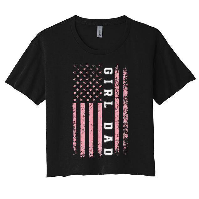 Proud Girl Dad Vintage Pink Flag Father's Day Gift Crop Top