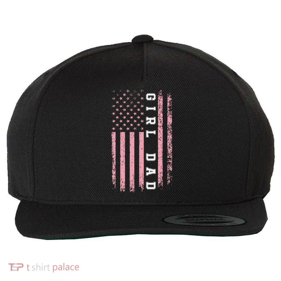 Proud Girl Dad Vintage Pink Flag Father's Day Gift Wool Snapback Cap