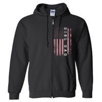 Proud Girl Dad Vintage Pink Flag Father's Day Gift Full Zip Hoodie