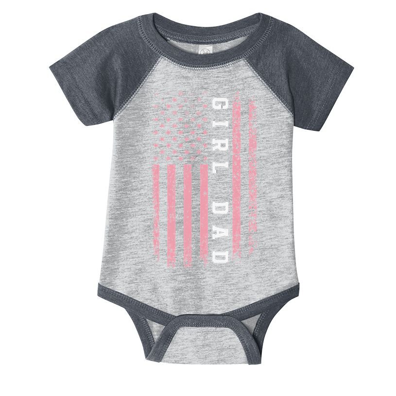 Proud Girl Dad Vintage Pink Flag Father's Day Gift Infant Baby Jersey Bodysuit