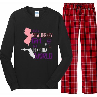 Proud Girl Design Just A New Jersey Girl In A Florida World Long Sleeve Pajama Set