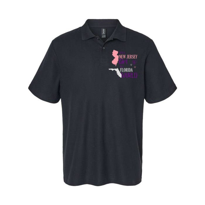 Proud Girl Design Just A New Jersey Girl In A Florida World Softstyle Adult Sport Polo