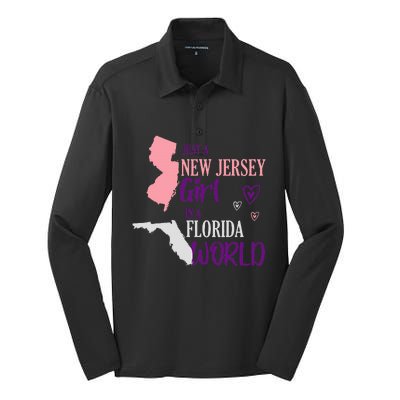 Proud Girl Design Just A New Jersey Girl In A Florida World Silk Touch Performance Long Sleeve Polo