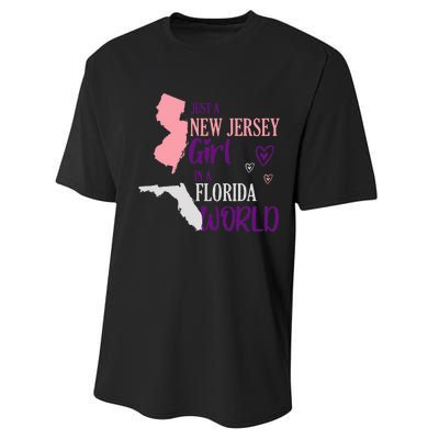 Proud Girl Design Just A New Jersey Girl In A Florida World Performance Sprint T-Shirt