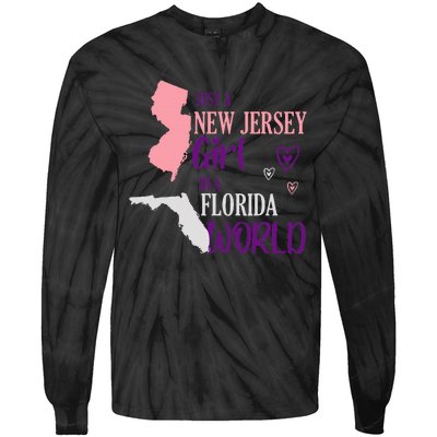 Proud Girl Design Just A New Jersey Girl In A Florida World Tie-Dye Long Sleeve Shirt