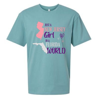 Proud Girl Design Just A New Jersey Girl In A Florida World Sueded Cloud Jersey T-Shirt