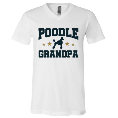 Poodle Grandpa Dog Papa Grandfather Standard Poodle V-Neck T-Shirt