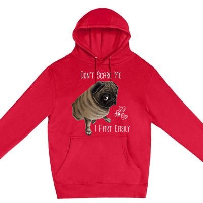 Pug Gift Don't Scare Me I Fart Easily Pug Funny Gift Premium Pullover Hoodie