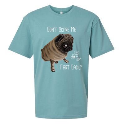 Pug Gift Don't Scare Me I Fart Easily Pug Funny Gift Sueded Cloud Jersey T-Shirt