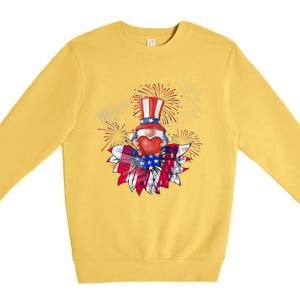 Patriotic Gnome Design Heart Sunflower Americas Independence Gift Premium Crewneck Sweatshirt