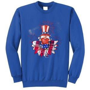 Patriotic Gnome Design Heart Sunflower Americas Independence Gift Sweatshirt