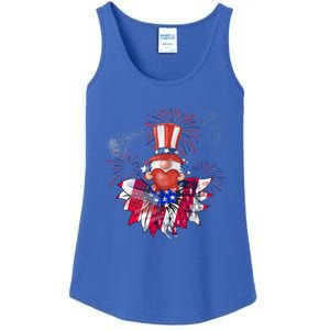 Patriotic Gnome Design Heart Sunflower Americas Independence Gift Ladies Essential Tank